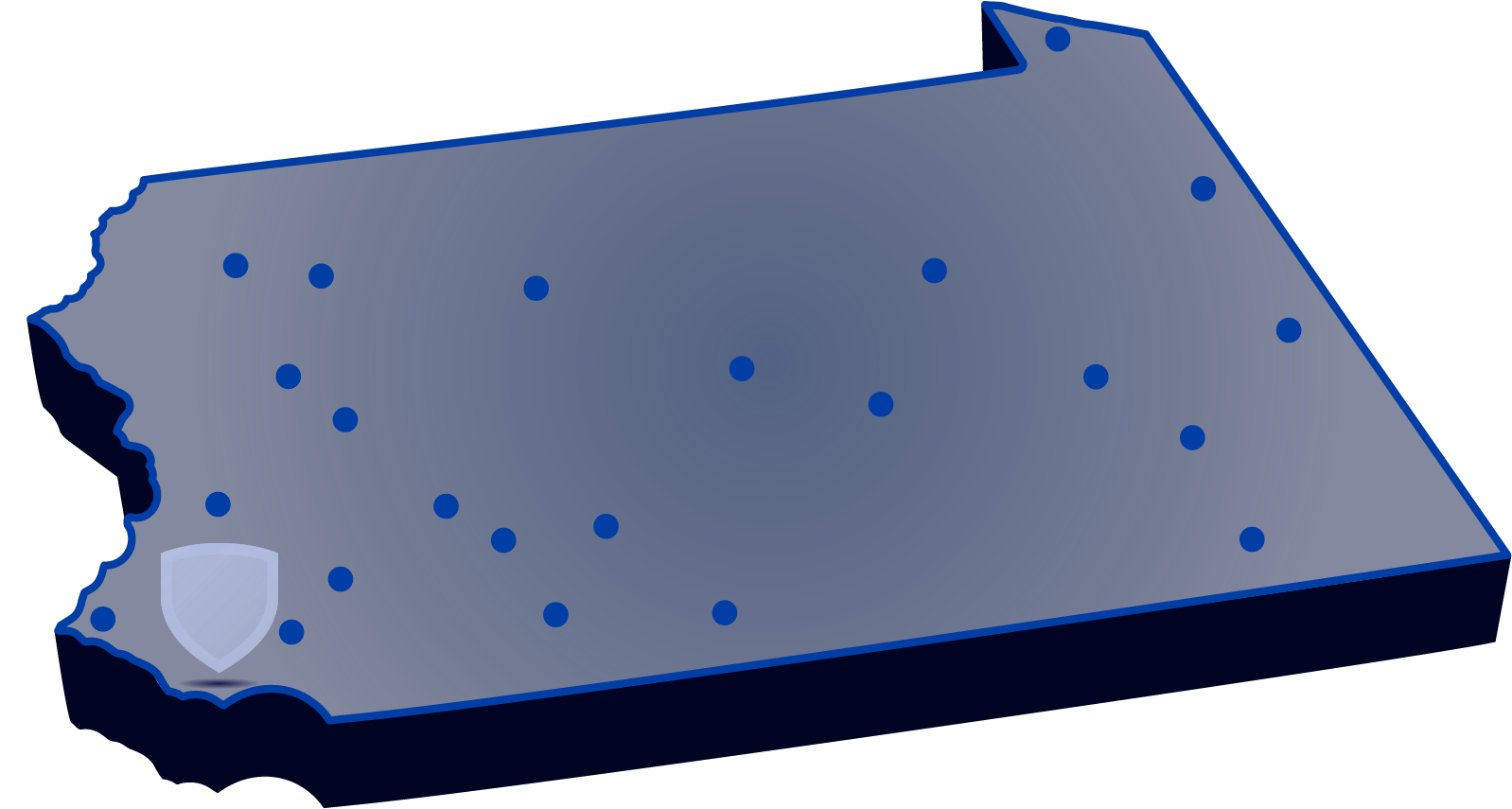 Penn State Brandywine highlighted on a map of campuses across the state of 宾西法尼亚